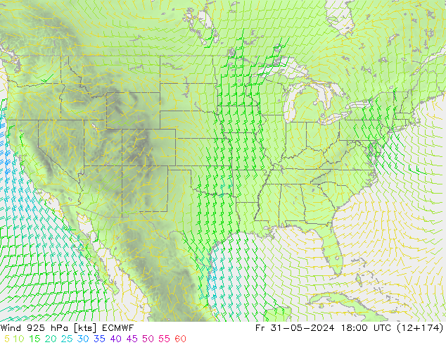 Wind 925 hPa ECMWF Fr 31.05.2024 18 UTC