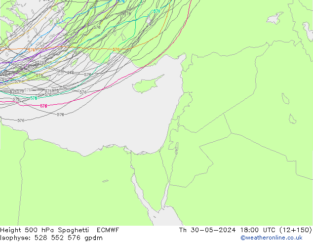 500 hPa Yüksekliği Spaghetti ECMWF Per 30.05.2024 18 UTC