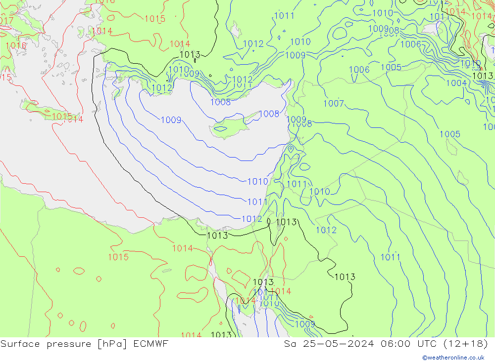 Pressione al suolo ECMWF sab 25.05.2024 06 UTC