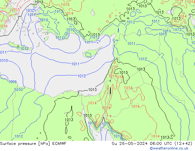 Atmosférický tlak ECMWF Ne 26.05.2024 06 UTC