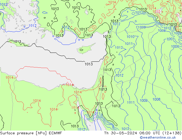 pressão do solo ECMWF Qui 30.05.2024 06 UTC