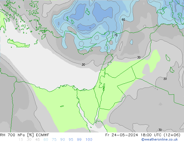 RH 700 гПа ECMWF пт 24.05.2024 18 UTC