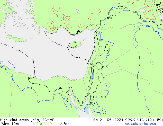 High wind areas ECMWF Sa 01.06.2024 00 UTC