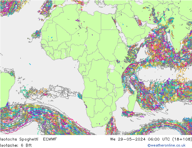 Isotachs Spaghetti ECMWF  29.05.2024 06 UTC