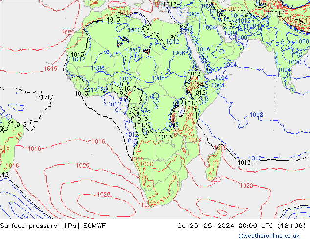 Bodendruck ECMWF Sa 25.05.2024 00 UTC