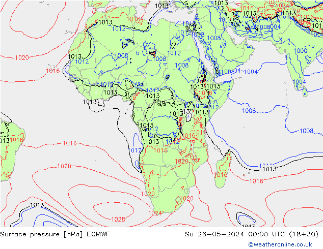 Yer basıncı ECMWF Paz 26.05.2024 00 UTC