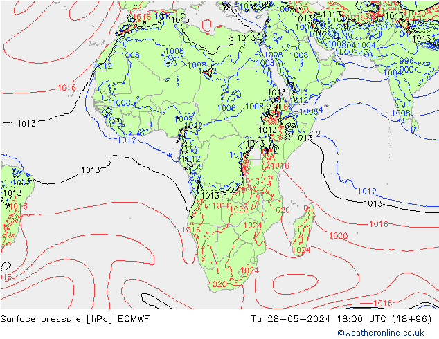 Luchtdruk (Grond) ECMWF di 28.05.2024 18 UTC