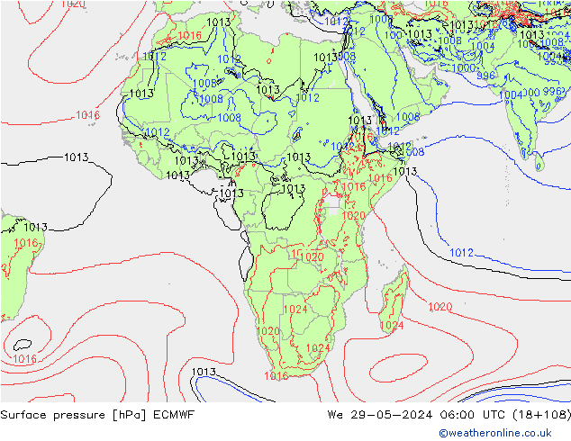 pression de l'air ECMWF mer 29.05.2024 06 UTC