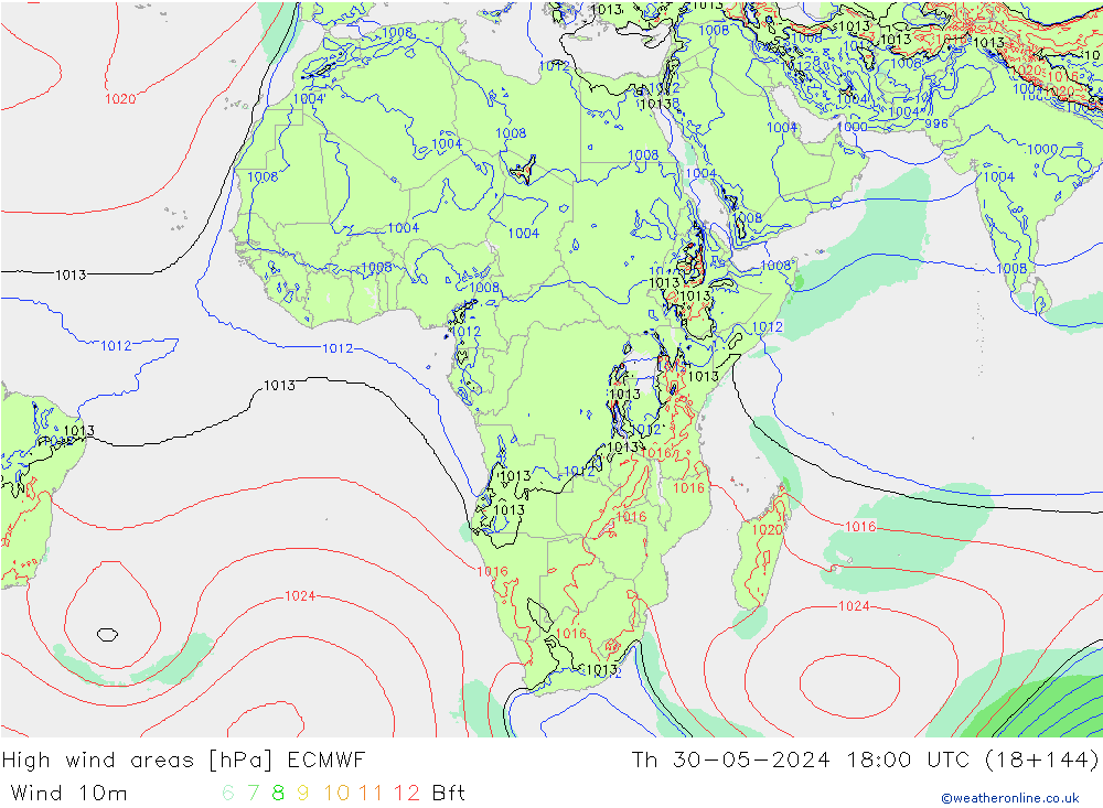 yüksek rüzgarlı alanlar ECMWF Per 30.05.2024 18 UTC