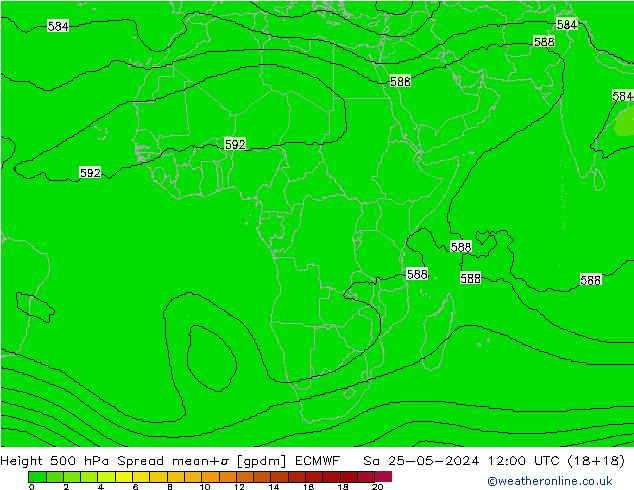 Hoogte 500 hPa Spread ECMWF za 25.05.2024 12 UTC