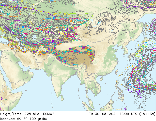 Height/Temp. 925 hPa ECMWF  30.05.2024 12 UTC