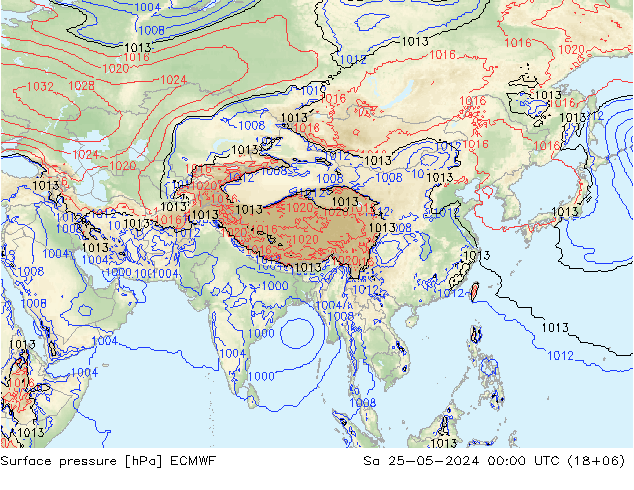 pressão do solo ECMWF Sáb 25.05.2024 00 UTC