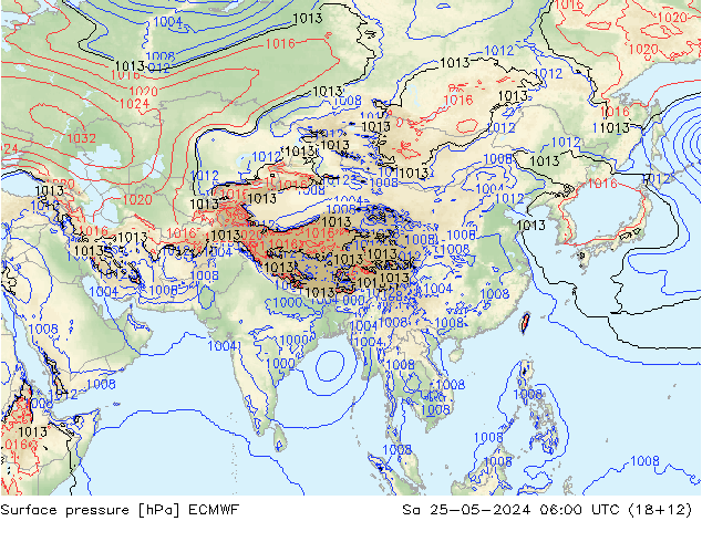 Atmosférický tlak ECMWF So 25.05.2024 06 UTC