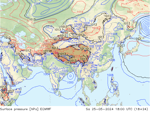 Surface pressure ECMWF Sa 25.05.2024 18 UTC