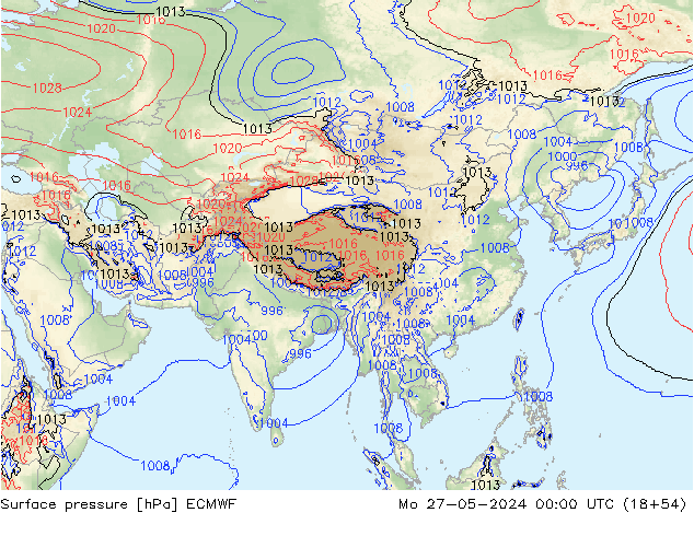 Surface pressure ECMWF Mo 27.05.2024 00 UTC