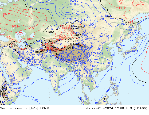 Surface pressure ECMWF Mo 27.05.2024 12 UTC