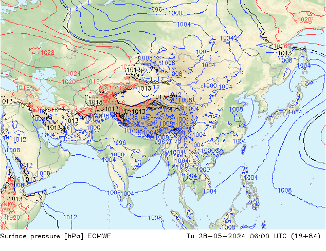 Yer basıncı ECMWF Sa 28.05.2024 06 UTC