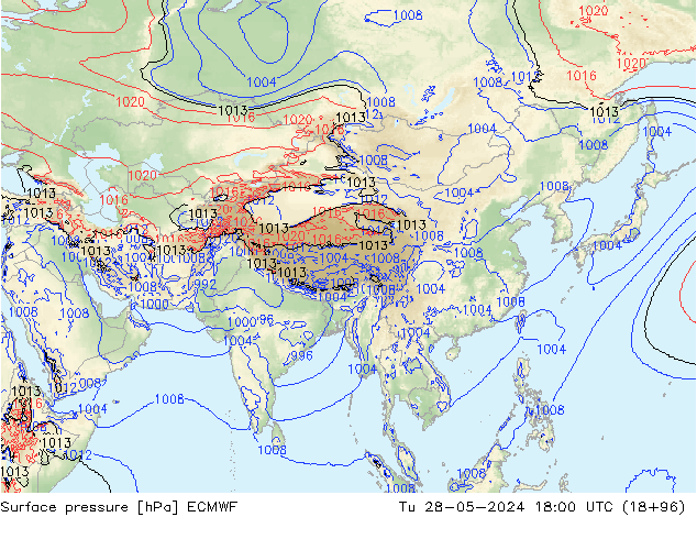 Surface pressure ECMWF Tu 28.05.2024 18 UTC