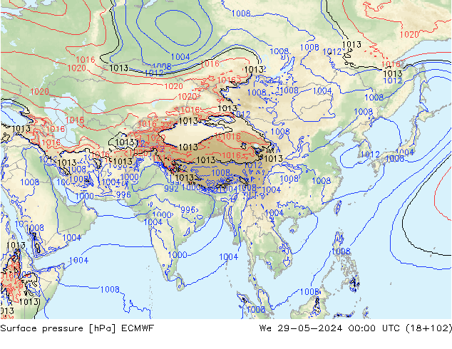 Surface pressure ECMWF We 29.05.2024 00 UTC