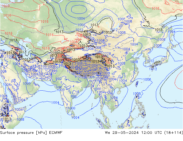 Luchtdruk (Grond) ECMWF wo 29.05.2024 12 UTC