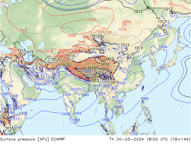 Surface pressure ECMWF Th 30.05.2024 18 UTC