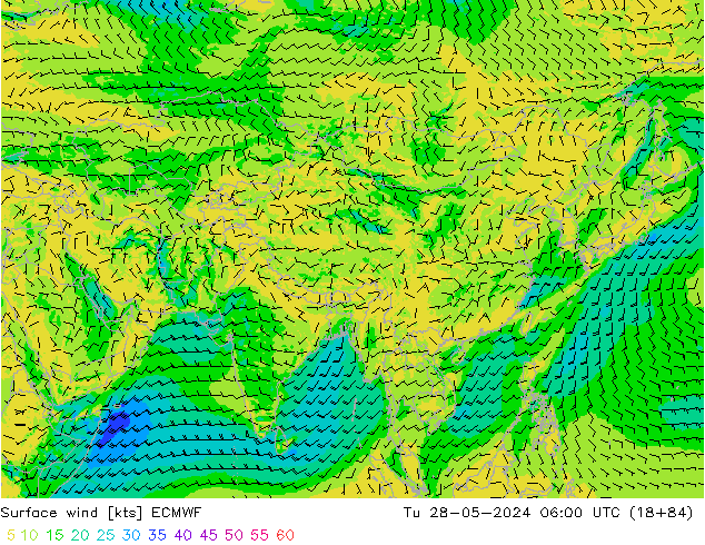 Vent 10 m ECMWF mar 28.05.2024 06 UTC