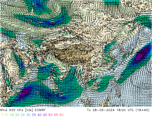 Wind 925 hPa ECMWF di 28.05.2024 18 UTC