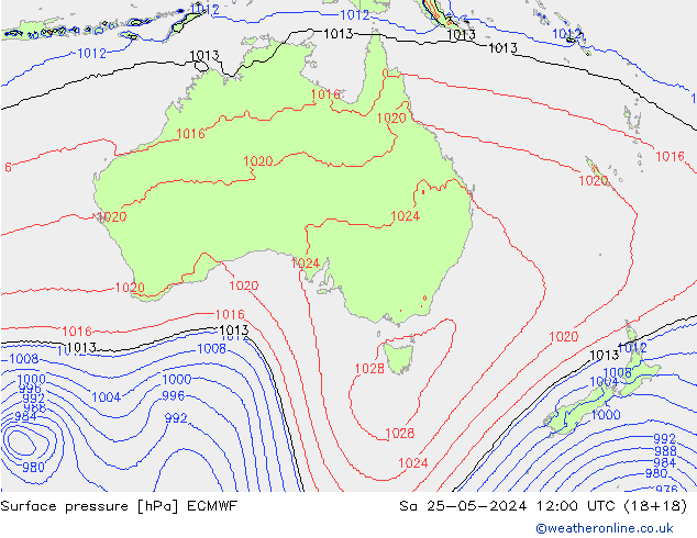 Surface pressure ECMWF Sa 25.05.2024 12 UTC