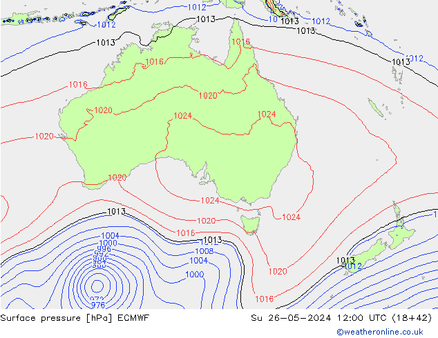 Yer basıncı ECMWF Paz 26.05.2024 12 UTC