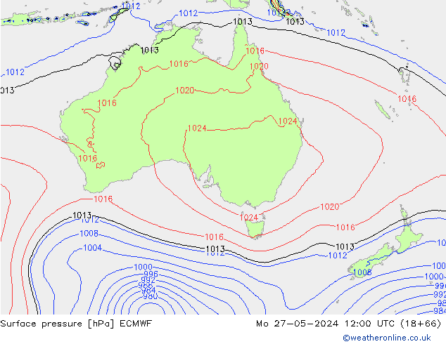 Surface pressure ECMWF Mo 27.05.2024 12 UTC