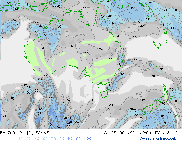 RH 700 hPa ECMWF Sa 25.05.2024 00 UTC