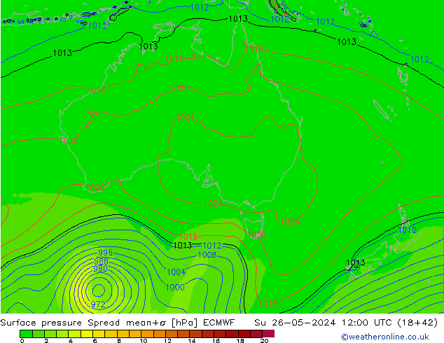 Surface pressure Spread ECMWF Su 26.05.2024 12 UTC