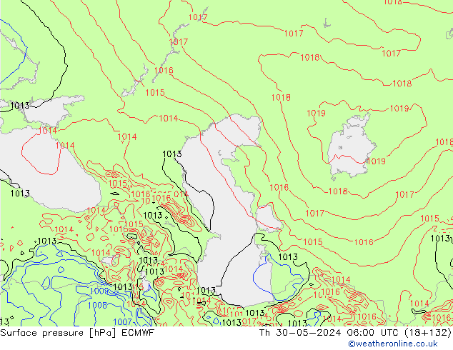 Pressione al suolo ECMWF gio 30.05.2024 06 UTC