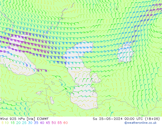 Wind 925 hPa ECMWF Sa 25.05.2024 00 UTC