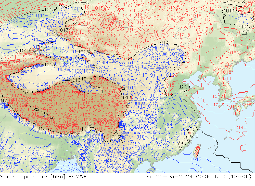 地面气压 ECMWF 星期六 25.05.2024 00 UTC