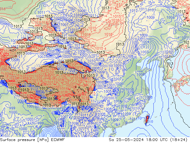 ciśnienie ECMWF so. 25.05.2024 18 UTC