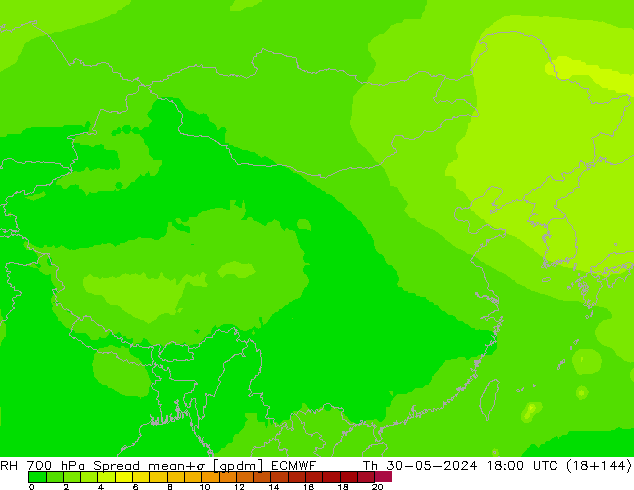 RH 700 hPa Spread ECMWF Th 30.05.2024 18 UTC