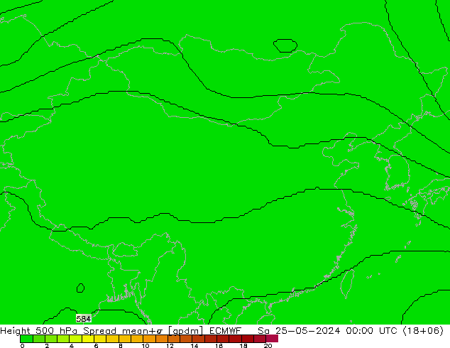 Height 500 hPa Spread ECMWF 星期六 25.05.2024 00 UTC