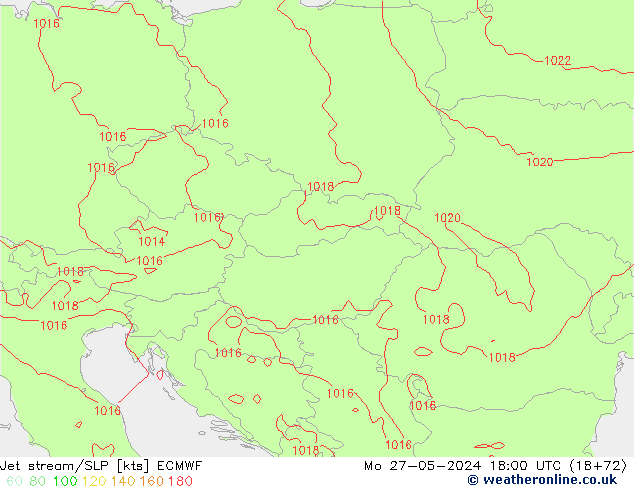 Corrente a getto ECMWF lun 27.05.2024 18 UTC