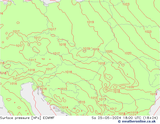 Surface pressure ECMWF Sa 25.05.2024 18 UTC