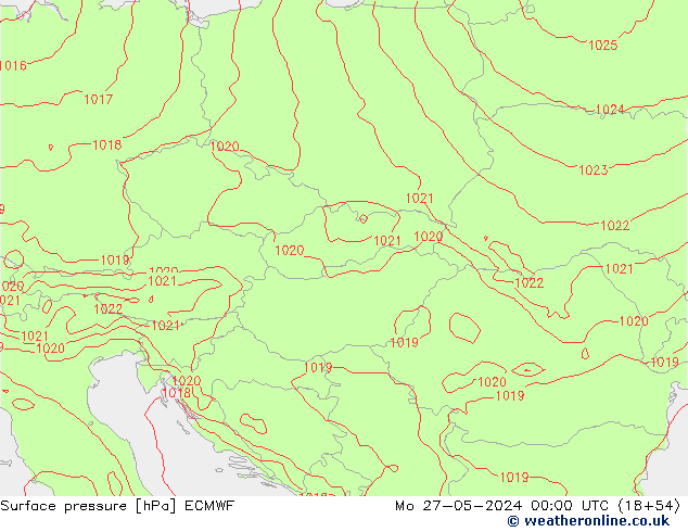 Pressione al suolo ECMWF lun 27.05.2024 00 UTC