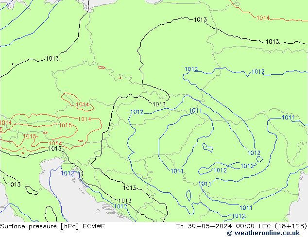 Pressione al suolo ECMWF gio 30.05.2024 00 UTC