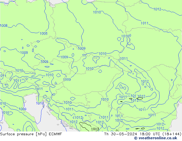 Atmosférický tlak ECMWF Čt 30.05.2024 18 UTC