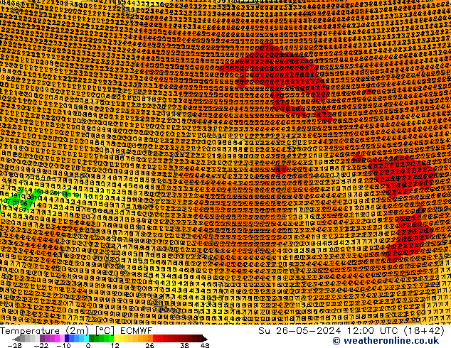 Temperatura (2m) ECMWF dom 26.05.2024 12 UTC