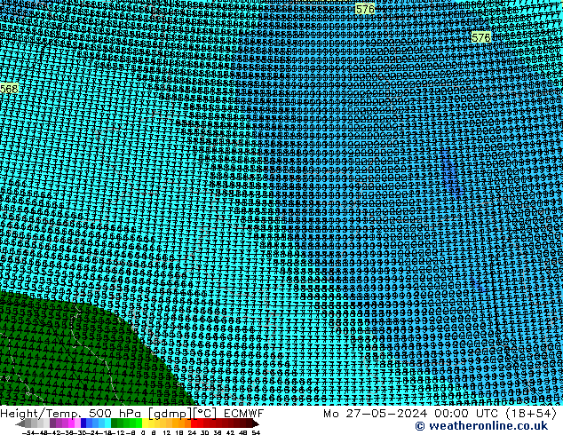 Height/Temp. 500 hPa ECMWF Mo 27.05.2024 00 UTC