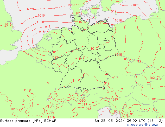 地面气压 ECMWF 星期六 25.05.2024 06 UTC
