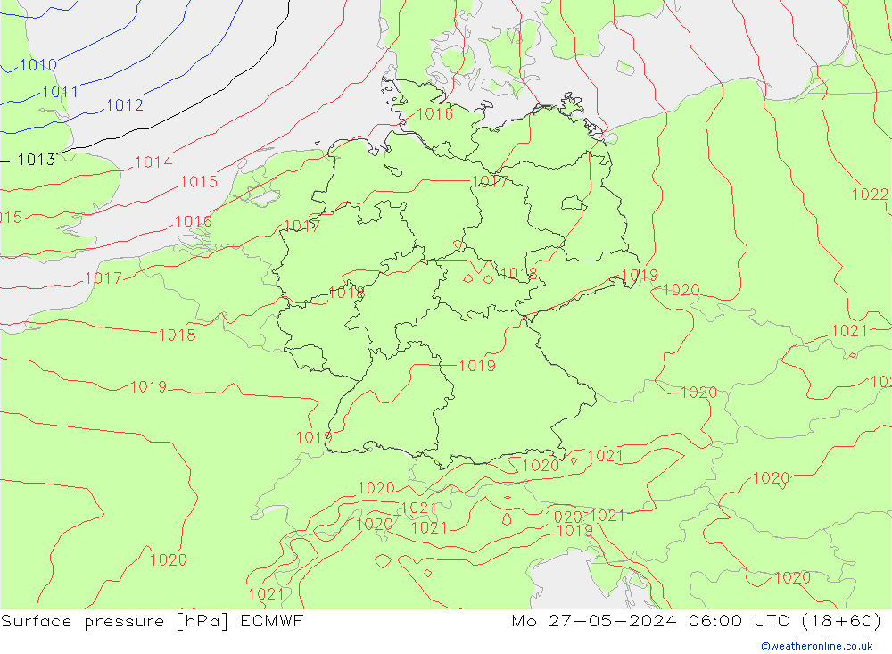 Surface pressure ECMWF Mo 27.05.2024 06 UTC