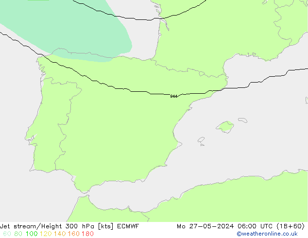 Corriente en chorro ECMWF lun 27.05.2024 06 UTC