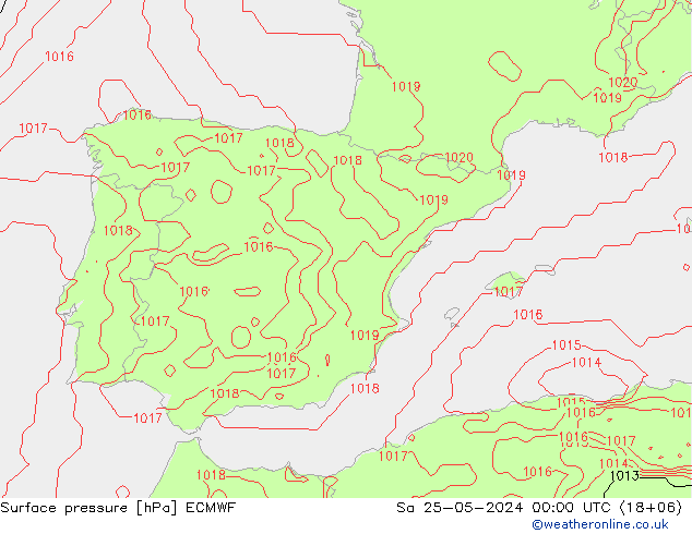 ciśnienie ECMWF so. 25.05.2024 00 UTC