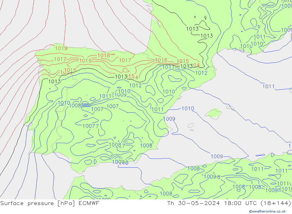 Bodendruck ECMWF Do 30.05.2024 18 UTC